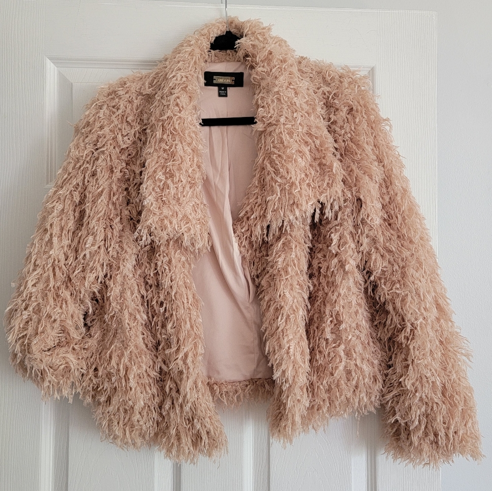 Greylin Pamela Faux Fur Feathery Jacket  size Medium